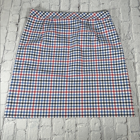 Talbots Gingham Plaid A-Line Skirt size 10 NEW Red Navy Blue Black White - Picture 4 of 16